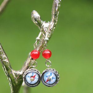 Real compass earrings